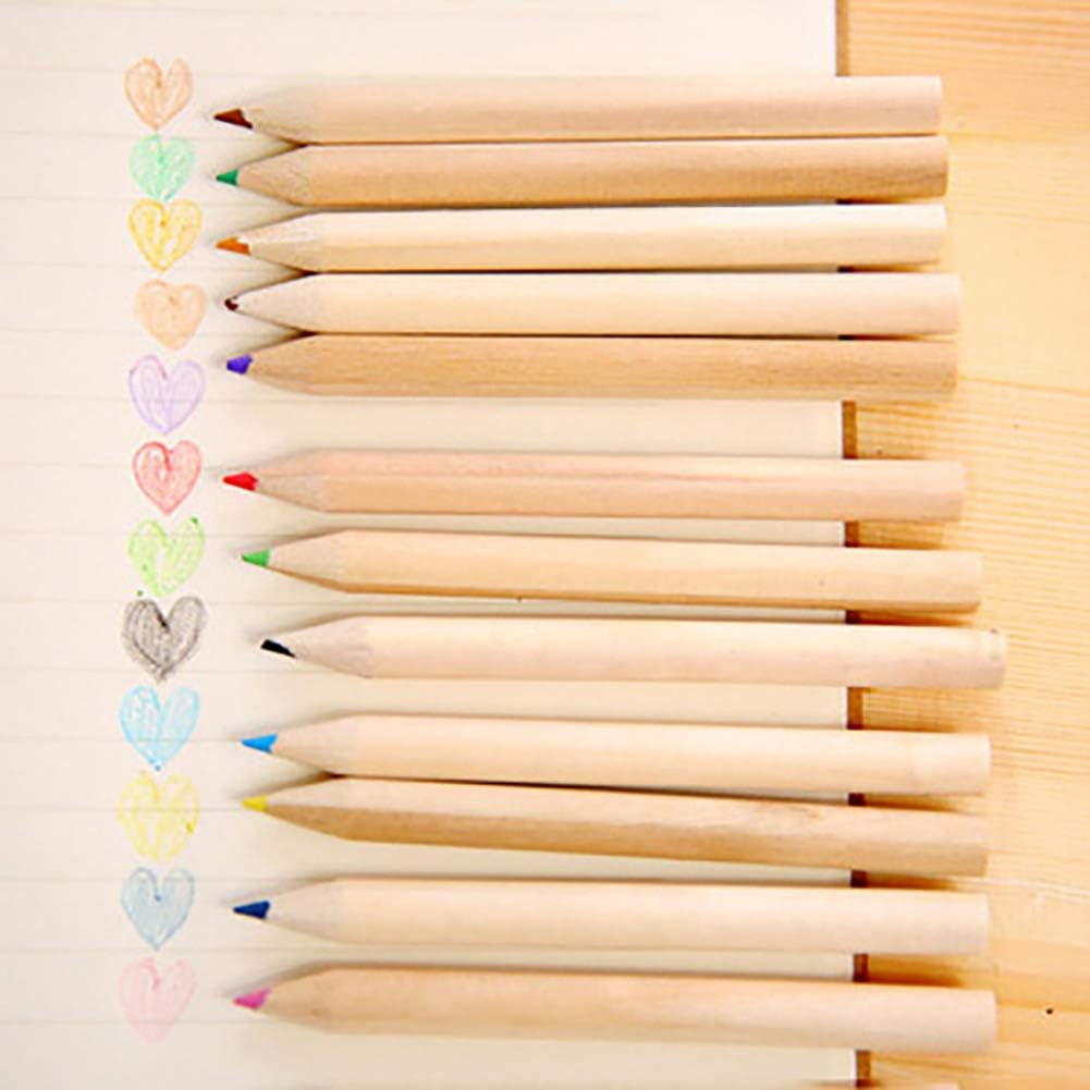 12 Mini Colouring Pencils with Sharpener, Kids Drawing Set for School & Sketching