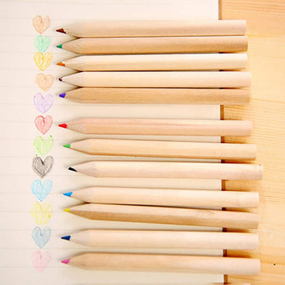 12 Mini Colouring Pencils with Sharpener, Kids Drawing Set for School & Sketching