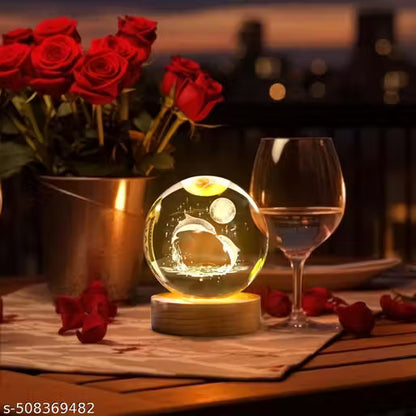 ALL IN ONE WAREHOUSE 3D Crystal Dolphin Moon Lamp ALL IN ONE WAREHOUSE 3D Crystal Dolphin Moon Lamp