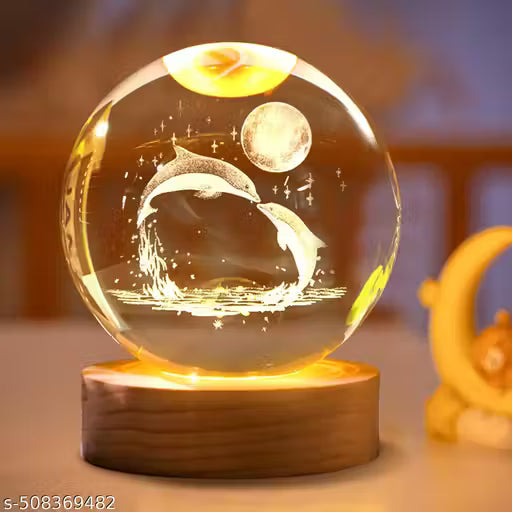 ALL IN ONE WAREHOUSE 3D Crystal Dolphin Moon Lamp ALL IN ONE WAREHOUSE 3D Crystal Dolphin Moon Lamp